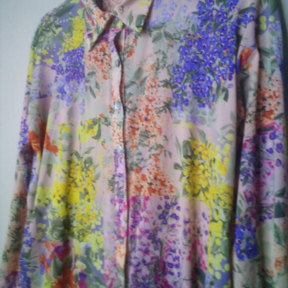 Nally & Millie Blue and Yellow Blouse Top - Picture 8 of 16